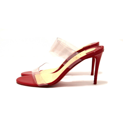 Christian Louboutin Red Patent Leather and TPU Just Nothing Mules 85 mm