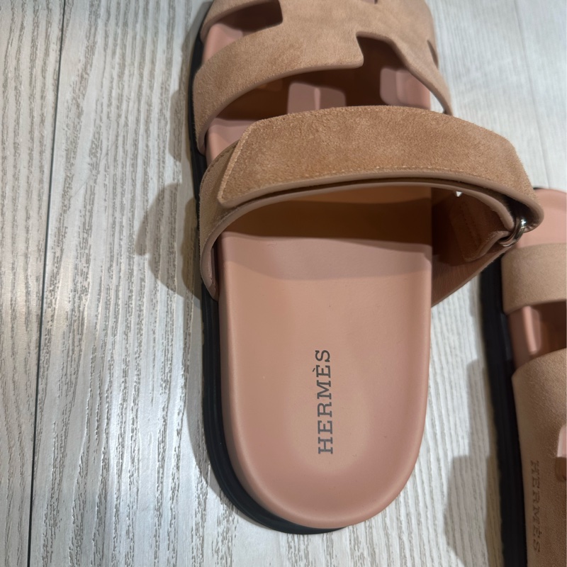 Hermes 愛馬仕 Chypre  玫瑰粉 麂皮 涼鞋 二舅鞋-3