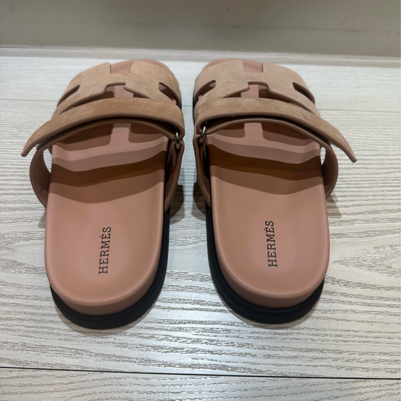 Hermes 愛馬仕 Chypre  玫瑰粉 麂皮 涼鞋 二舅鞋-9