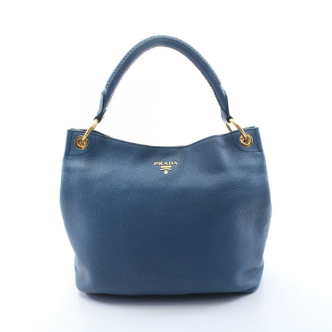 PRADA 單肩手提托特包 BR4712 皮革 藍色 二手 女款 GHW