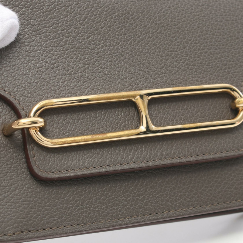 HERMES Roulis 超薄雙折皮夾 Z Evercolor 灰色 Etain 二手 GHW-6