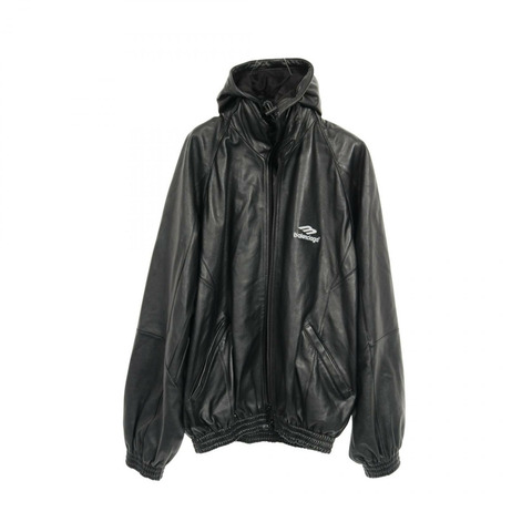 BALENCIAGA 3B SPORTS ICON 運動外套 牛仔布 697771 羔羊皮 黑色 二手 男款