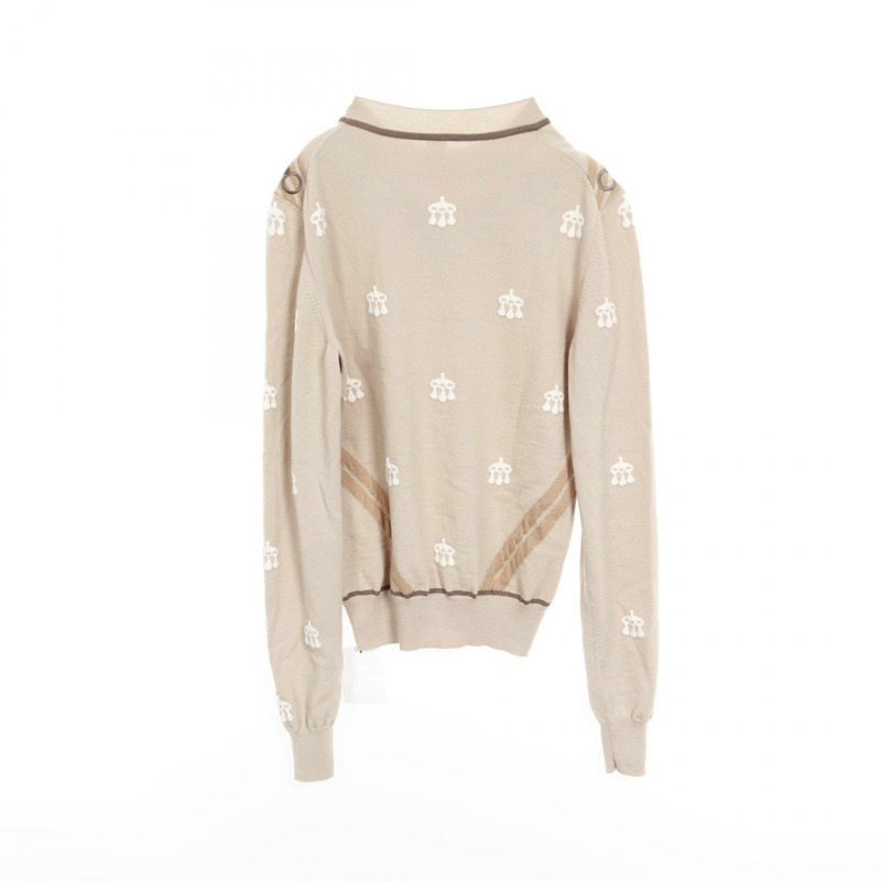 愛馬仕 (HERMES) MORS A JOUETS 刺繡針織毛衣 4H2662DD 羊毛 米色 二手 #36-1