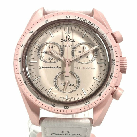 歐米茄 Swatch SO33P100 OMEGA 合作款 MISSION TO VENUS 女士腕錶，陶瓷，女士，粉紅色