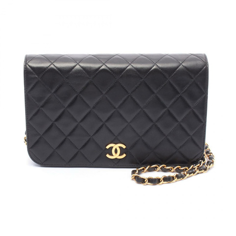 CHANEL Matelasse 全翻蓋鏈條單肩包 A03568 小羊皮 黑色 GHW 二手