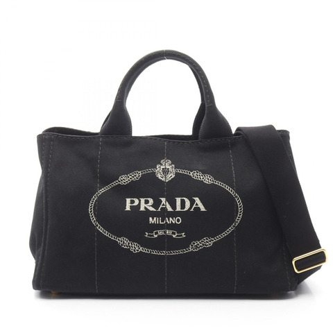 PRADA Canapa 2Way 斜背包 手提包 帆布 黑色 二手