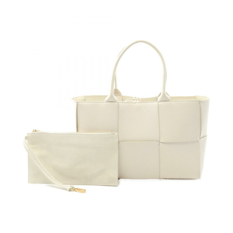 BOTTEGA VENETA Arco Maxi Intrecciato 手提包 652867 小牛皮 白色 二手