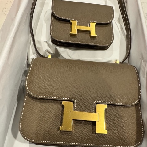 全新 Hermes Etoupe Mini Constance and Constance Slim Set