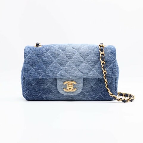 CHANEL 經典口蓋包 Mini CF20 - 漸層牛仔藍