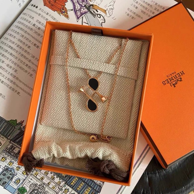 hermes cor H小喇叭項鍊黑色毛衣鏈 斷貨款 全新配件盒子塵袋-2
