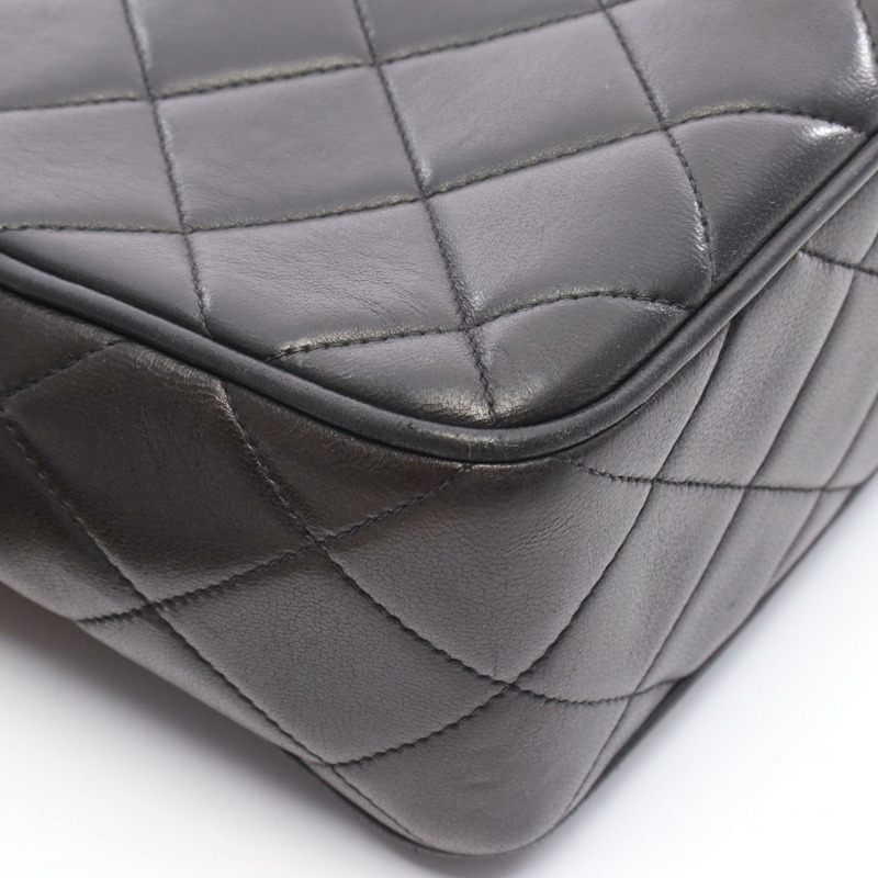 香奈兒 Matelasse Diana 翻蓋流蘇鏈單肩包 小羊皮 黑 GHW 二手-5