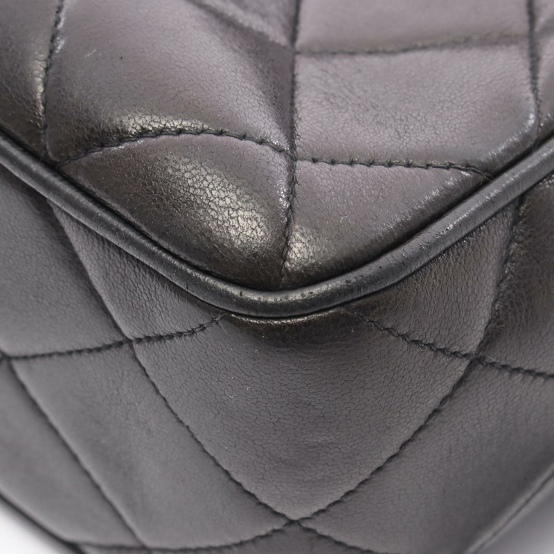 香奈兒 Matelasse Diana 翻蓋流蘇鏈單肩包 小羊皮 黑 GHW 二手-7