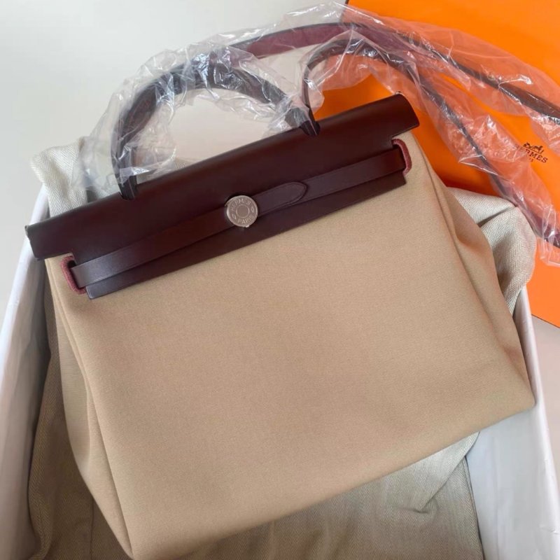 hermes s2風衣灰銀扣 herbag31帆布手提包 全新膜還在配件:子包鑰匙2把鎖塵袋盒子-4