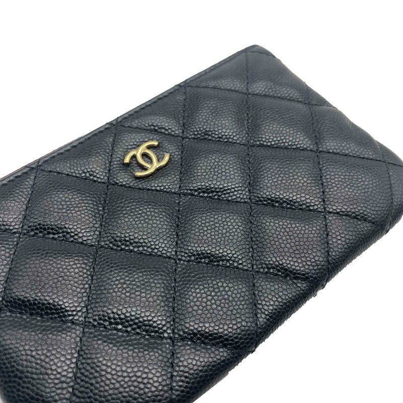 CHANEL 黑金荔枝一字錢包-4