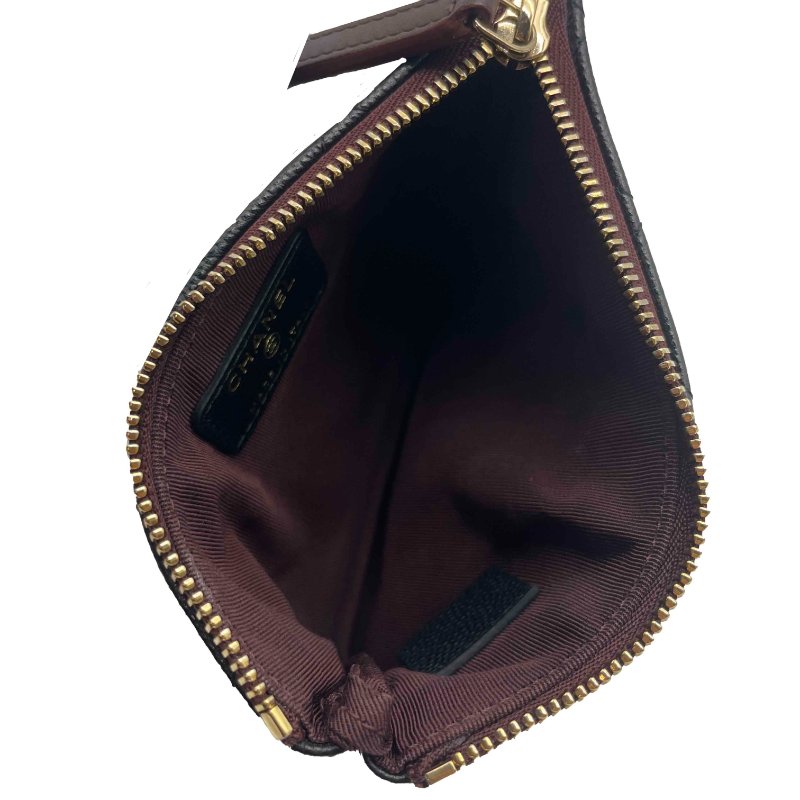 CHANEL 黑金荔枝一字錢包-6