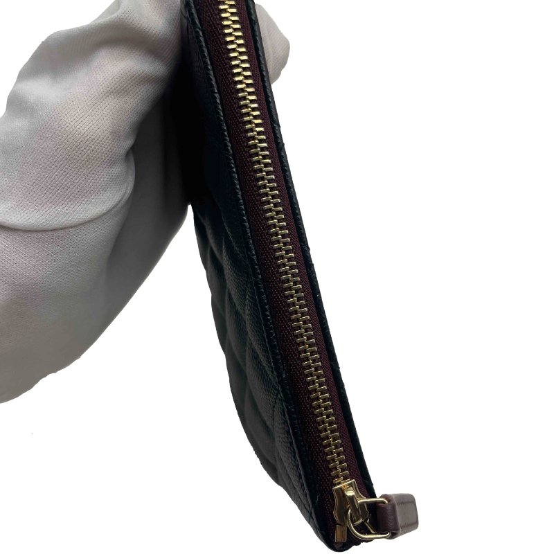CHANEL 黑金荔枝一字錢包-7