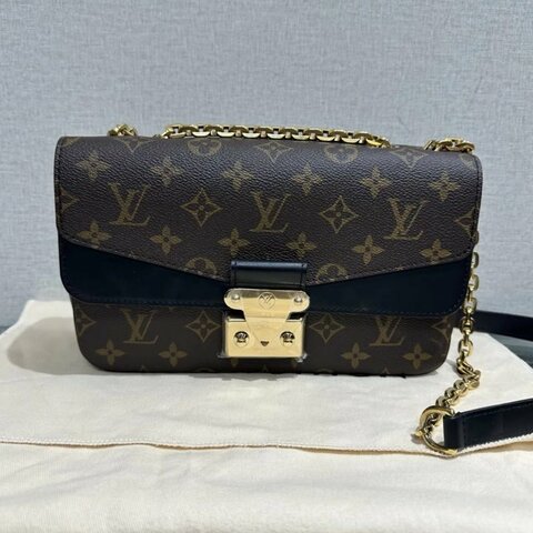 LV Marceau老花黑金扣郵差包 芯片款 24.5*15*6.5 99新 配件塵袋