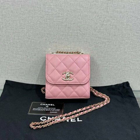 CHANEL Trendy ccmini粉金肩背斜背小廢包 11*11*5 99新 配件保卡塵袋
