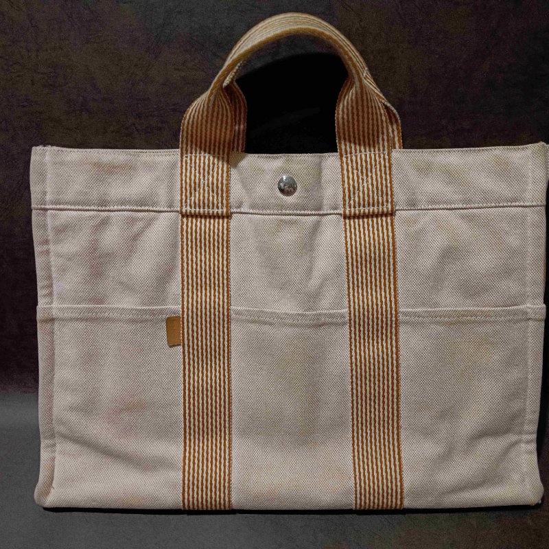 🟧[狀況良好] //🟧HERMES🟧//愛馬仕手提帆布包/橙色-6