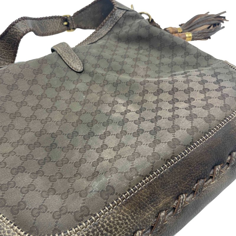 GUCCI咖啡色竹節賈姬二用包-11