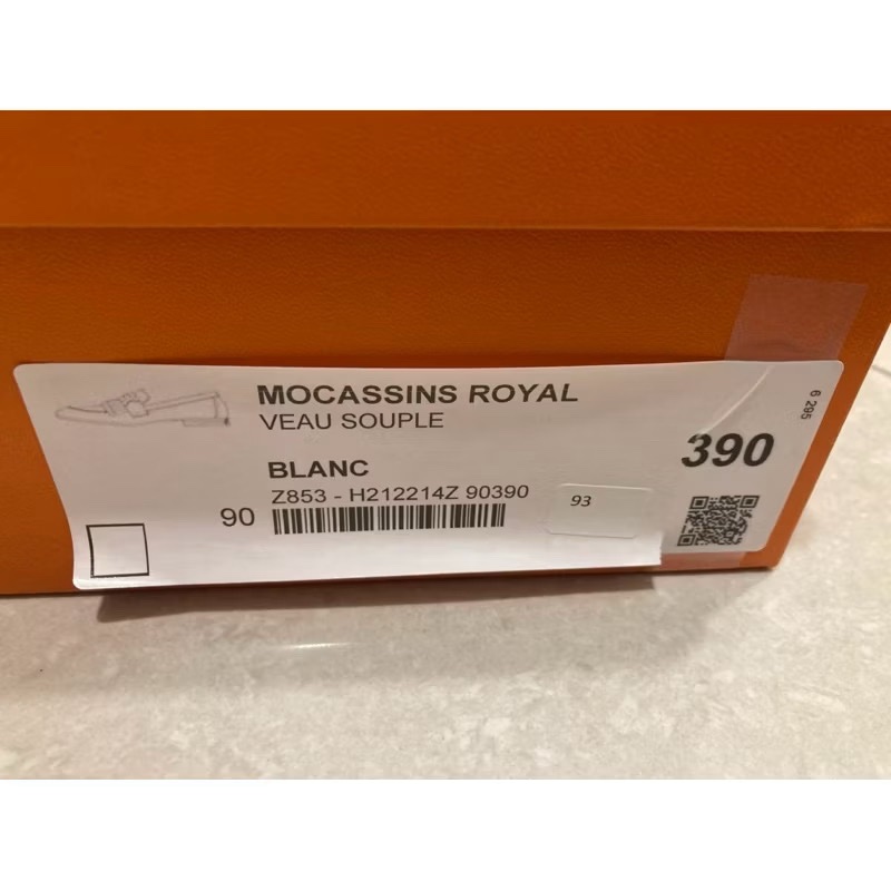 愛馬仕Hermes 白色🤍 玫瑰金扣 經典logo royal 樂福鞋 尺寸39 全新-7