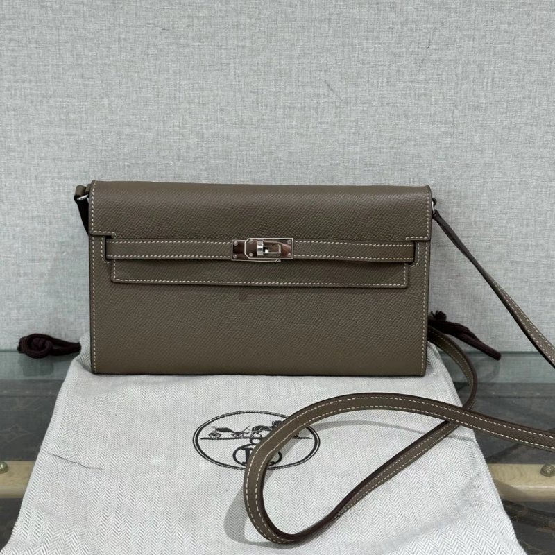 HERMES 大象灰銀扣Kellytogo肩背斜背包 20*11*3 99新 配件塵袋-0
