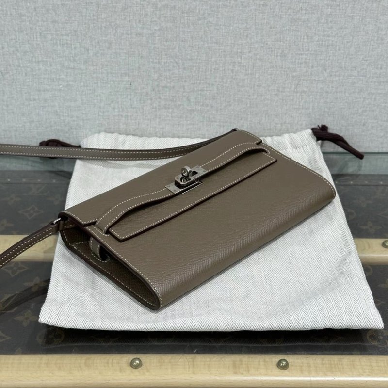 HERMES 大象灰銀扣Kellytogo肩背斜背包 20*11*3 99新 配件塵袋-4