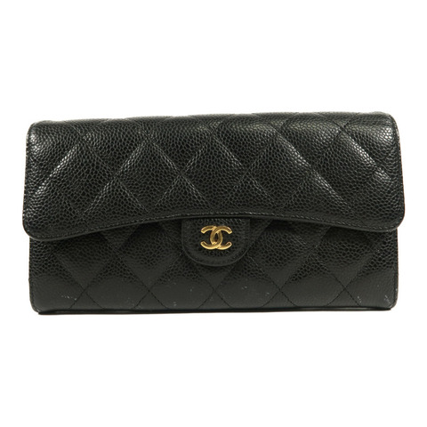 CHANEL 牛皮皮革Wallet金扣長錢包