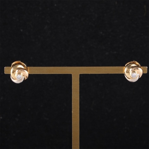 CARTIER(卡地亞)  18K黃金 鑽石 黃金 Trinity 三色金帶鑽 耳環 18K