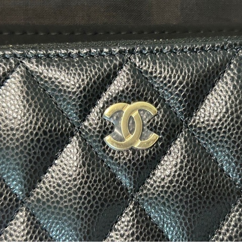 chanel 拉鍊中夾荔枝牛金釦