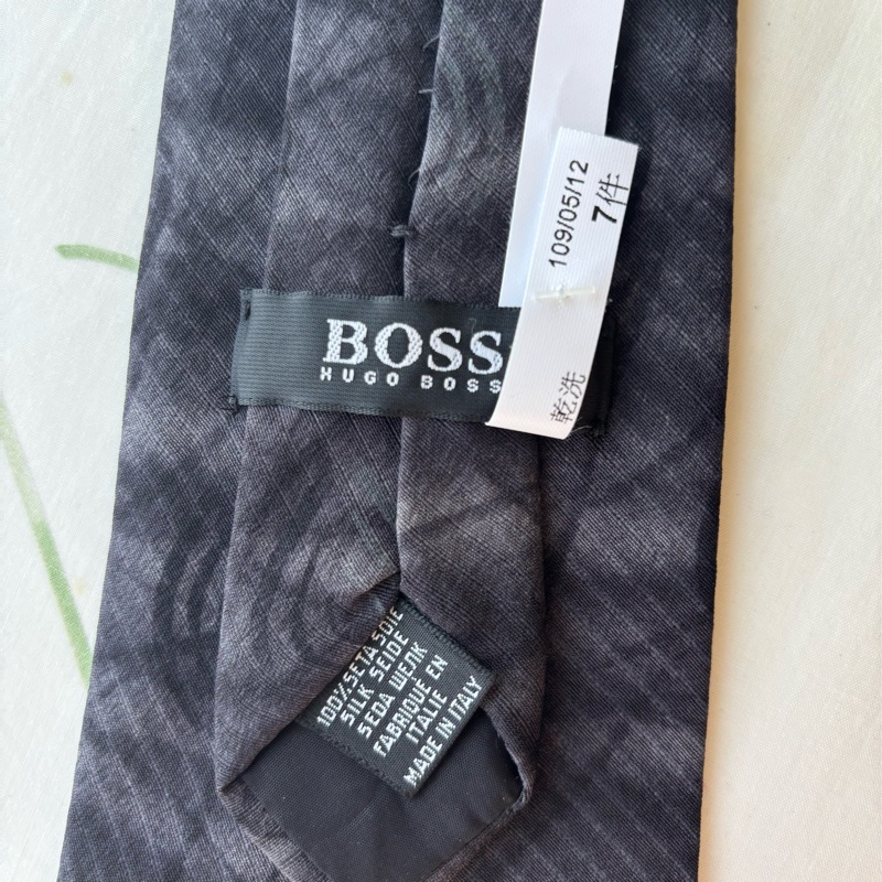 BOSS 雨果博斯 男士潑墨葉紋 100% 絲質領帶-2