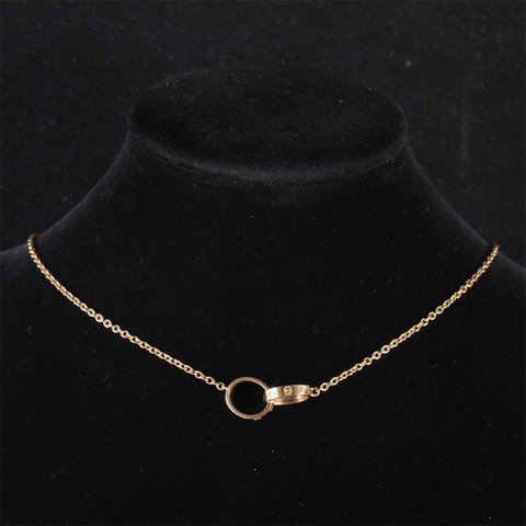 CARTIER(卡地亞) LOVE 18K金 雙環項鏈 18K黃金 項鏈