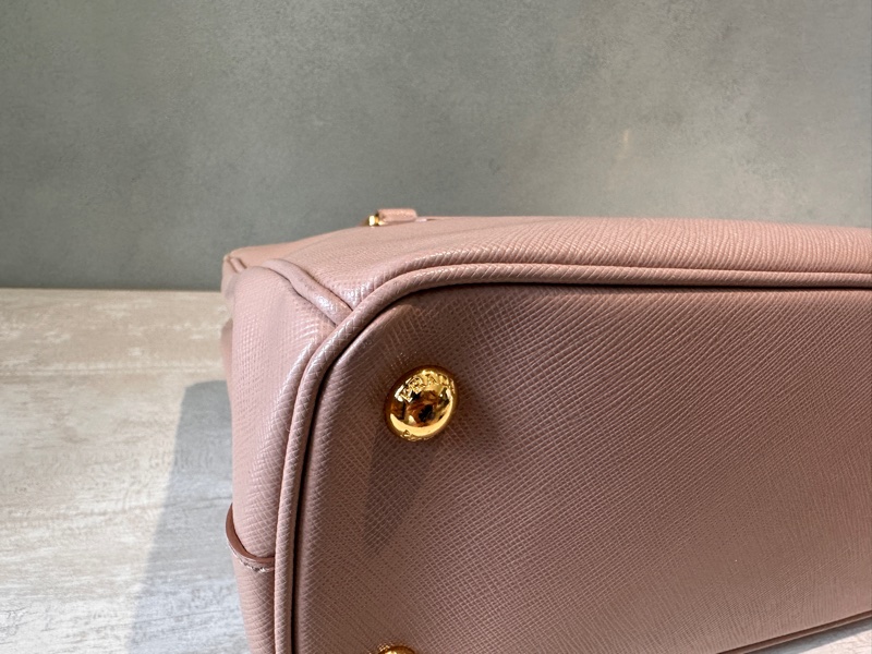 Prada Galleria Saffiano 雙拉鏈 小號 粉膚色 送Prada 紫色長夾-8