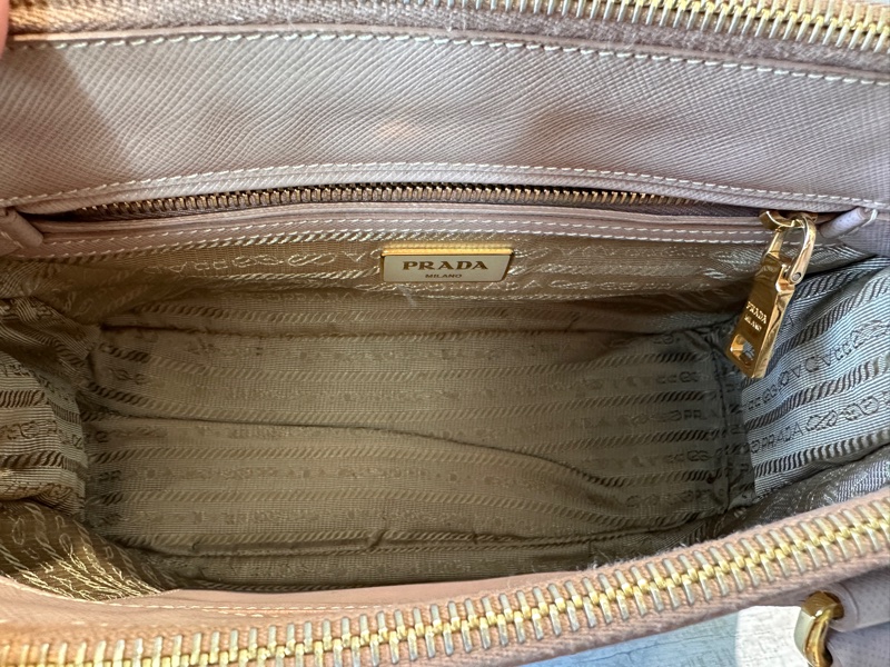Prada Galleria Saffiano 雙拉鏈 小號 粉膚色 送Prada 紫色長夾-12