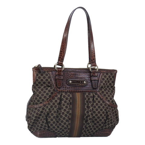 CELINE Macadam 帆布托特包 棕金色 正品 95830