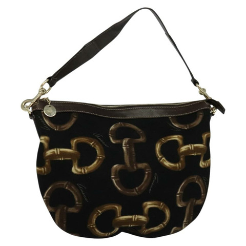 GUCCI 馬階扣單肩包 帆布 黑色 153032 正品 ep7880