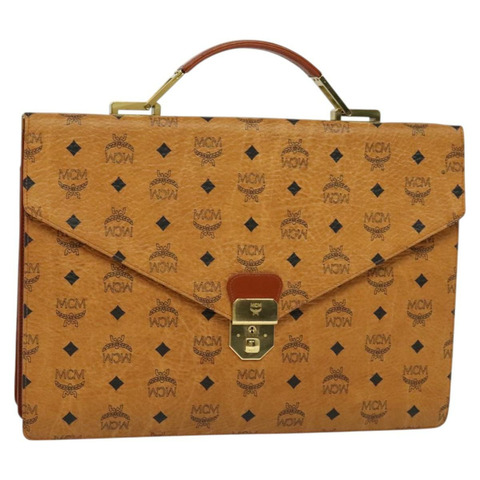 MCM Vicetos 標誌商務包 PVC 皮革棕色正品 bs24007