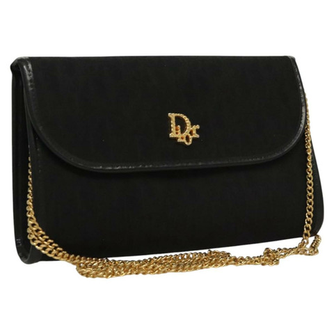 Christian Dior Trotter 帆布肩背包 黑金色 正品 ep8354