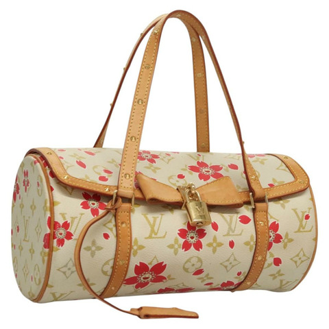 路易威登 Monogram Cherry Blossom Papillon 26 包白色 M92011 正品 KD407