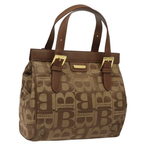 Burberry 手提包 帆布 棕金色 正品 117537
