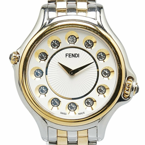 Fendi Crazy Carat 1P 鑽石腕錶 10500L 石英 白色錶盤 不鏽鋼鍍層 女款 FENDI