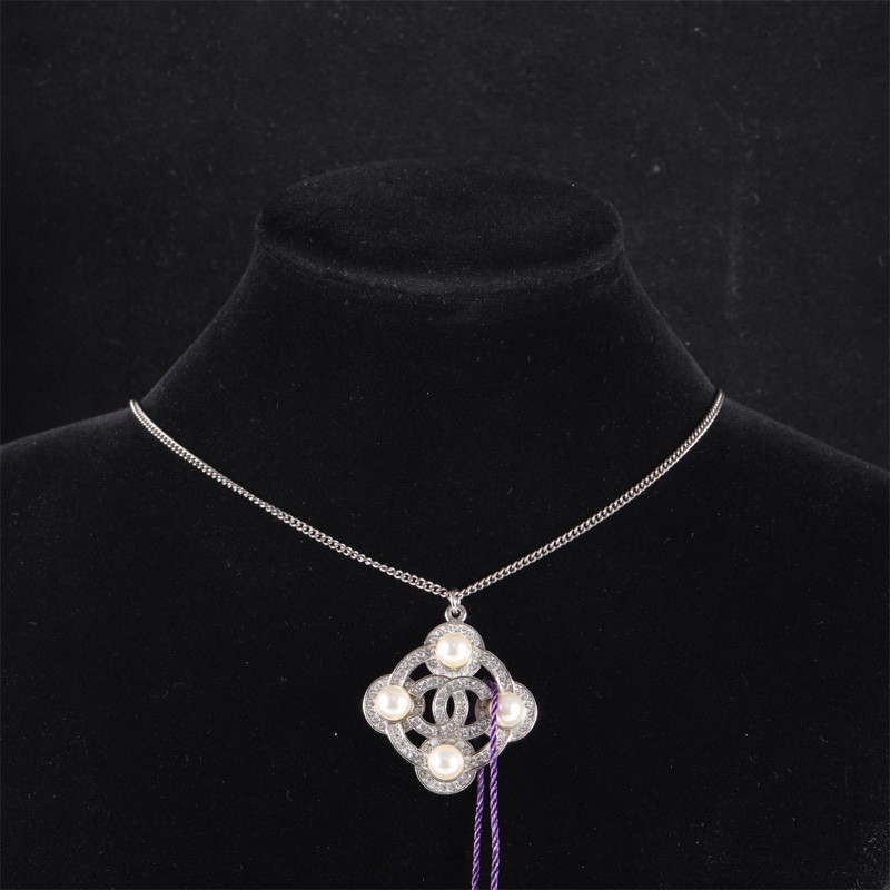 CHANEL(香奈兒) 16B 合金 雙C珍珠項鏈-0