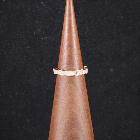BVLGARI(寶格麗) SERPENTI 蛇戒 貝母單排 間鑽戒指 18K玫瑰金 50 玫瑰金
