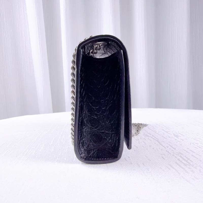 98新YSL聖羅蘭黑色鰐魚紋流蘇鏈條包-8