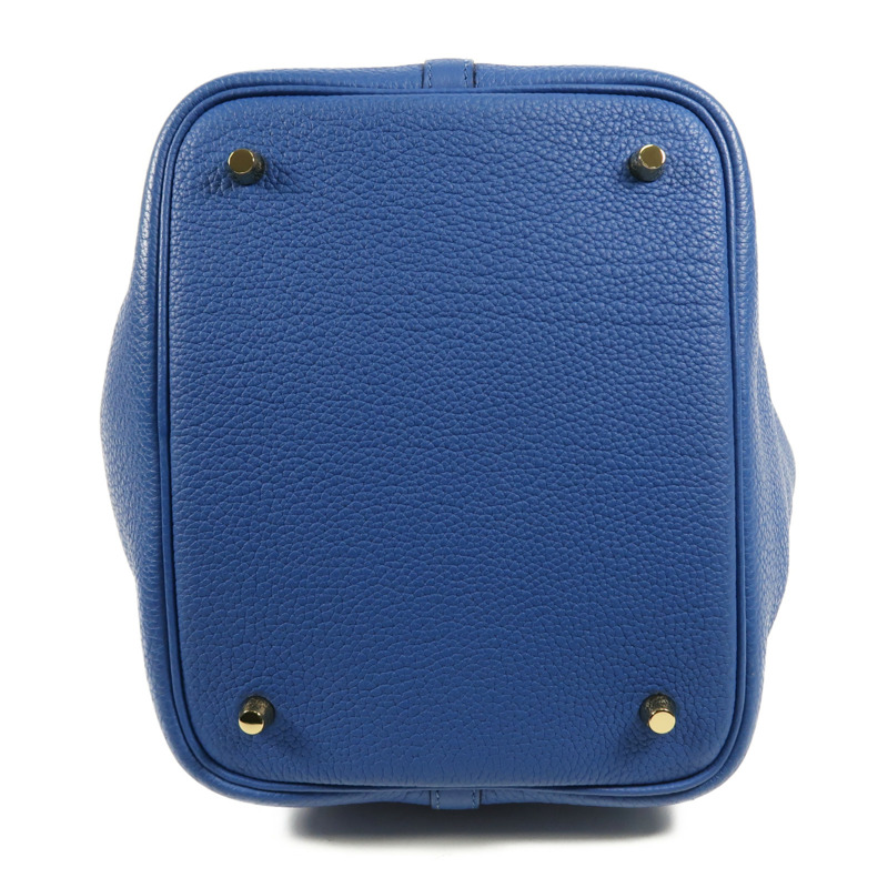 HERMES Clemence皮革Picotin MM金扣手挽袋Blue France-3