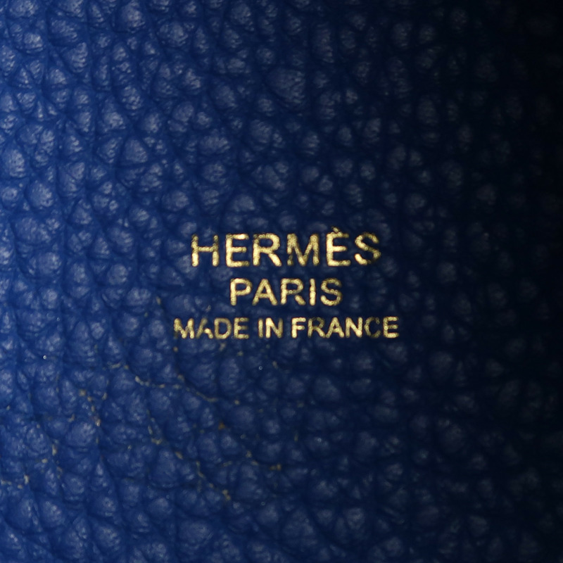 HERMES Clemence皮革Picotin MM金扣手挽袋Blue France-5