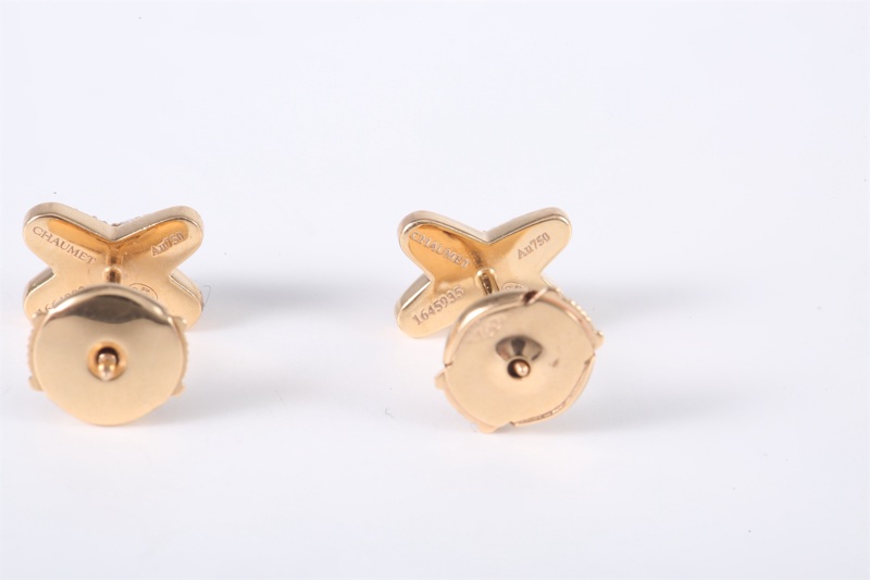 CHAUMET(尚美巴黎) 18K玫瑰金 Juxe De Liens 歡緣 大叉耳環 鑲鑽-4