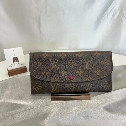 LV M60136 老花EMILIE信封長夾 玫紅豆豆