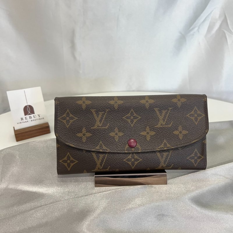 LV M60136 老花EMILIE信封長夾 玫紅豆豆-0