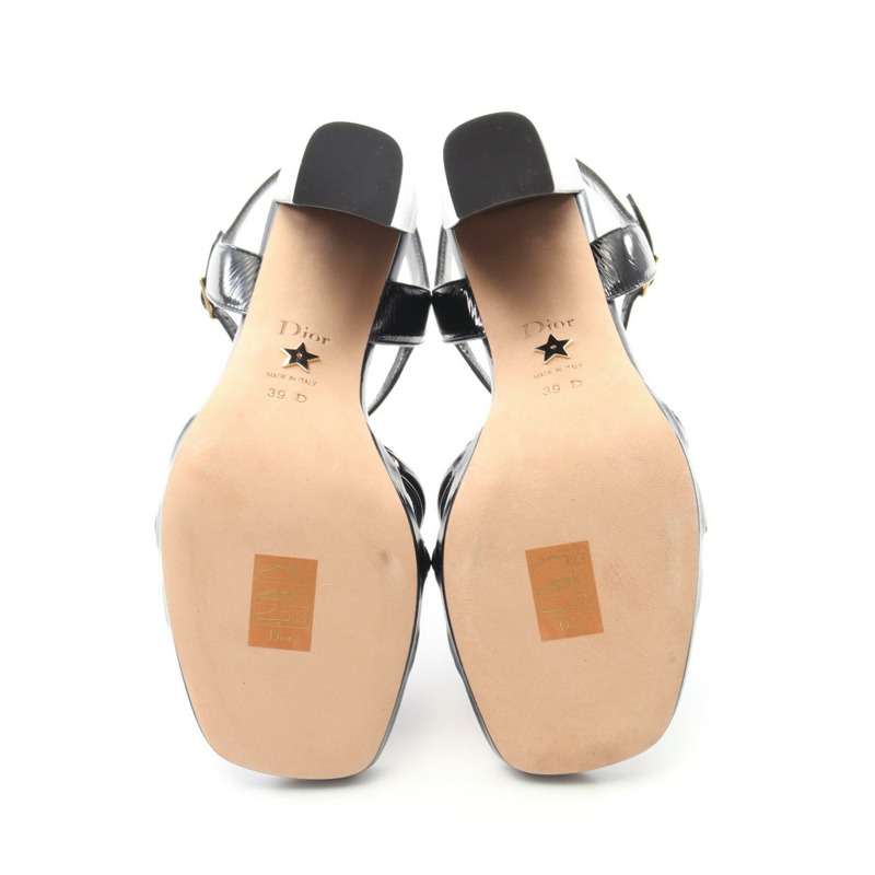 Christian Dior CALL 高跟涼鞋 皮革 黑色 二手 女款 #39-3